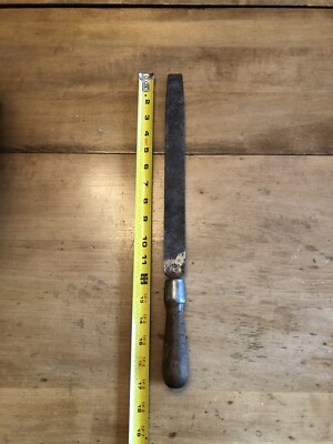 Vintage Nicholson USA Flat Aluminum Type A 14'' File w/ Wooden Handle - Original