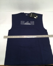NEW Adidas Sleeveless Cotton Tank Shirt - Youth LG - DARK BLUE - Made in USA!