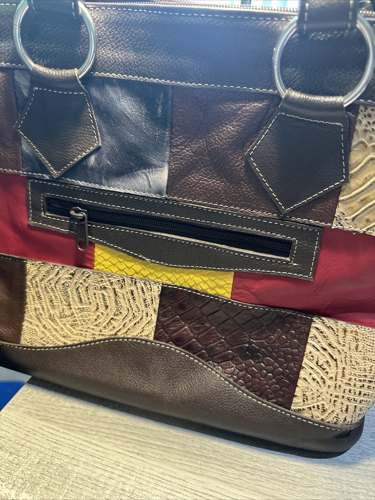 Genuine Leather Patchwork Bag. Beautiful Colors. … - image 6