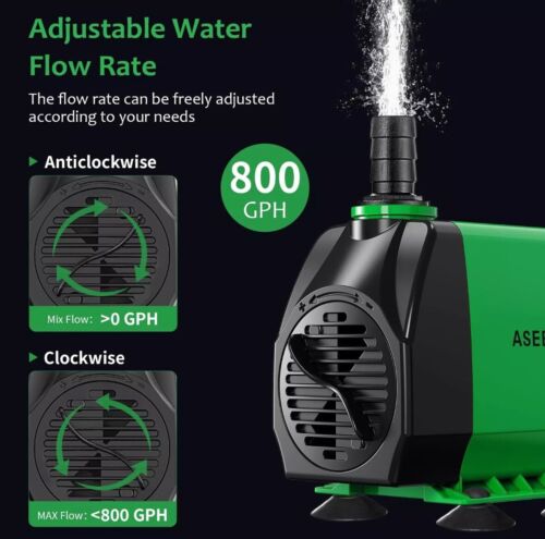 Fountain Pump 800GPH 45W Submersible Water Pump, Pond Pump for Outdoor, Hydro... - Picture 2 of 6