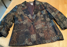 CHICO  S BLAZER WOMENS SZ 2 ANIMAL PRINT ALL OVER PRINT