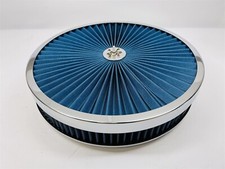 14x2 Chrome Blue Flow Thru Washable Air Cleaner Sbc Bbc Hot Rod Drop Recesse