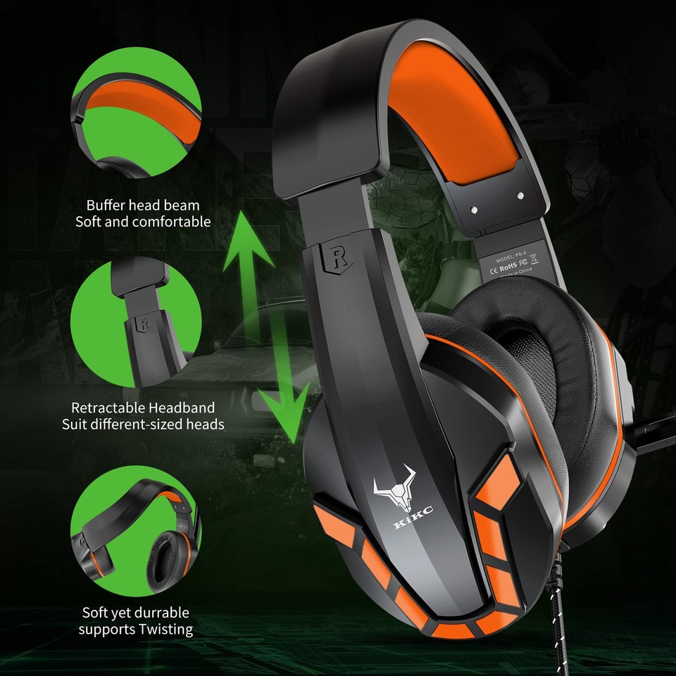 Kikc PS4 Gaming Headset with Mic for Xbox PS5 PC Mobile and Notebook