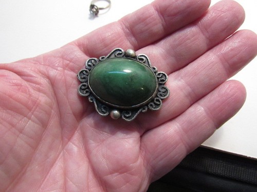 taxco green stone pin