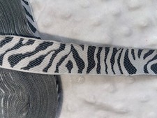 5 yards black white tiger zebra animal print woven jacquard ribbon 1" wide