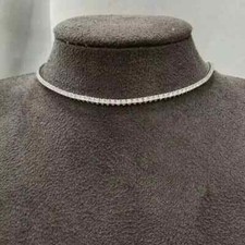 10Ct Round Cut Lab Created Diamond Tennis Necklace 14k White Gold Plated Silver