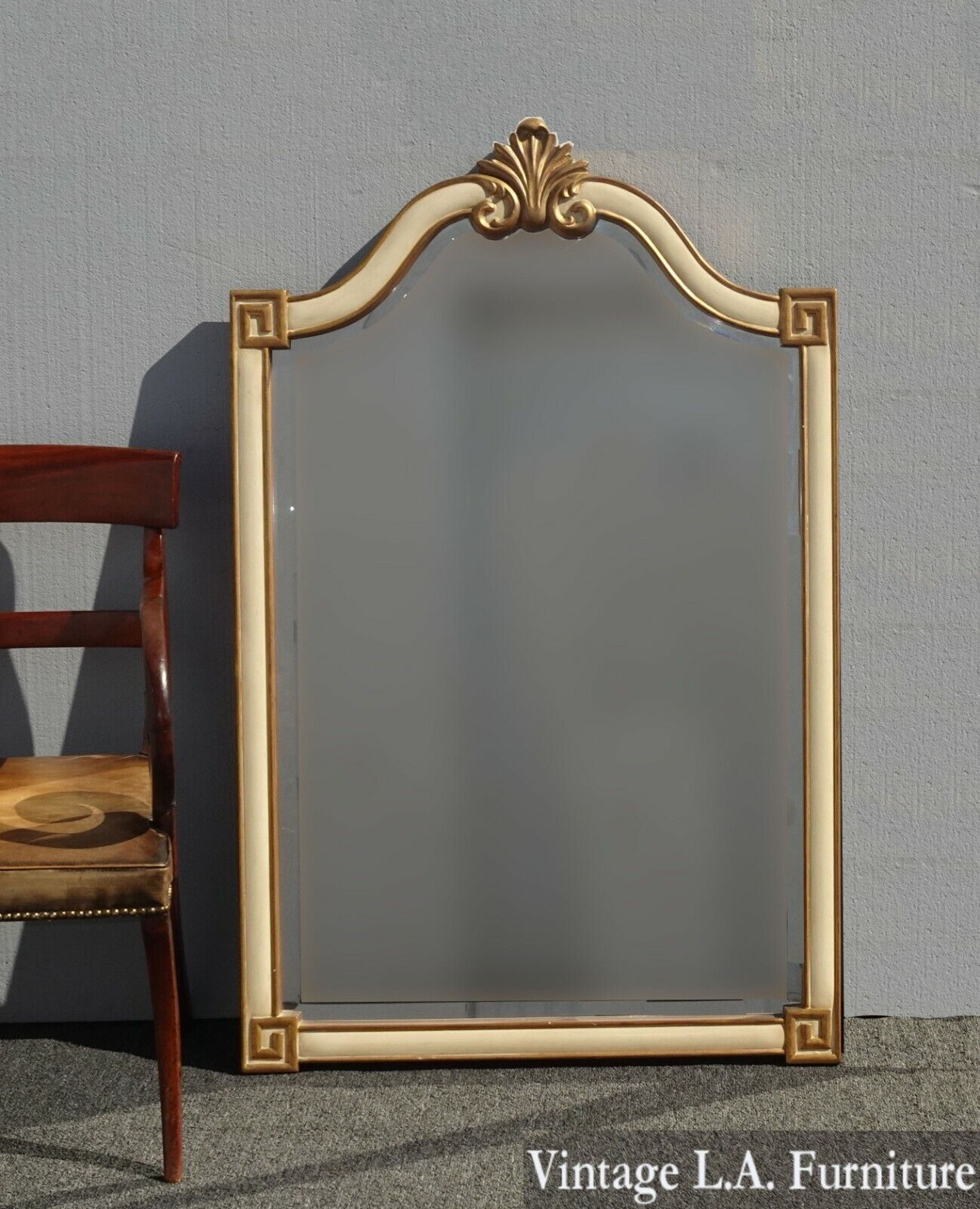 54x32 Vintage French Provincial Country Off White & Gold Wall Mantle Mirror