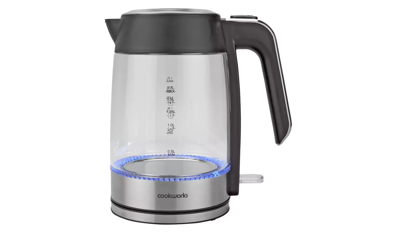 Cookworks Kitchen Electric water boil Illuminating Kettle Glass&Stainless Steel