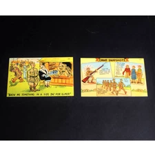 Vintage WWI Army Comic Postcards Linen by Tichnor Bros. Inc. Mass