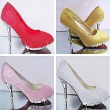 7Color Gorgeous Wedding Bridal Evening Party Crystal High Heels Women Shoes BJ54