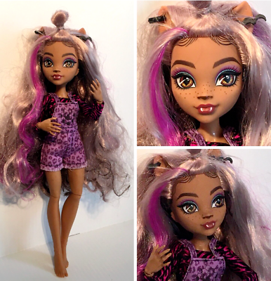 MONSTER HIGH CLAWDEEN WOLF DOLL 2022 HHK52 Purple Shirt Overall