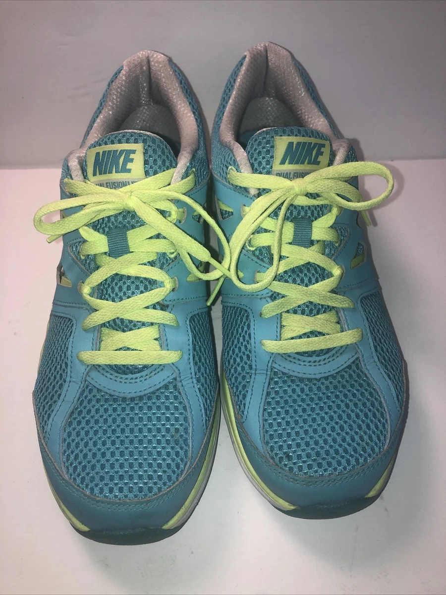 Women s Nike Dual Fusion Lite Platinum Turquoise Neon Running Shoes Size 9.5