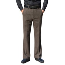 Pantalon Tendance Homme Laine Mélangée Rayé Bootcut Slim Tendance