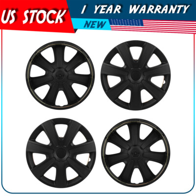 16 Inch Set of 4 Black Wheel Covers Snap On Full Hub Caps Fit R16 Tire & Rim