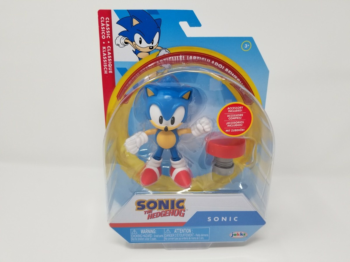  Sonic The Hedgehog 4-Inch Action Figure Classic Sonic with  Spring Collectible Toy : Toys & Games