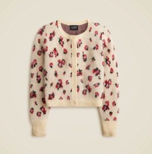 Jcrew Brushed cashmere cropped cardigan sweater in blur Size Medium