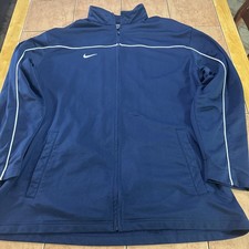 Vintage Y2K Nike Team Full Zip Navy Blue Track Jacket Sz XL Swoosh Logo