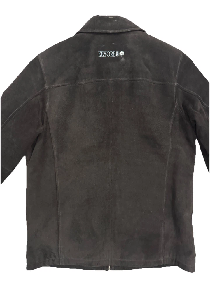 De Colección The Disney Store Eeyore Chaqueta de Cuero Gamuza Negra L Bordada Cremallera Frontal Foto 4 de 4