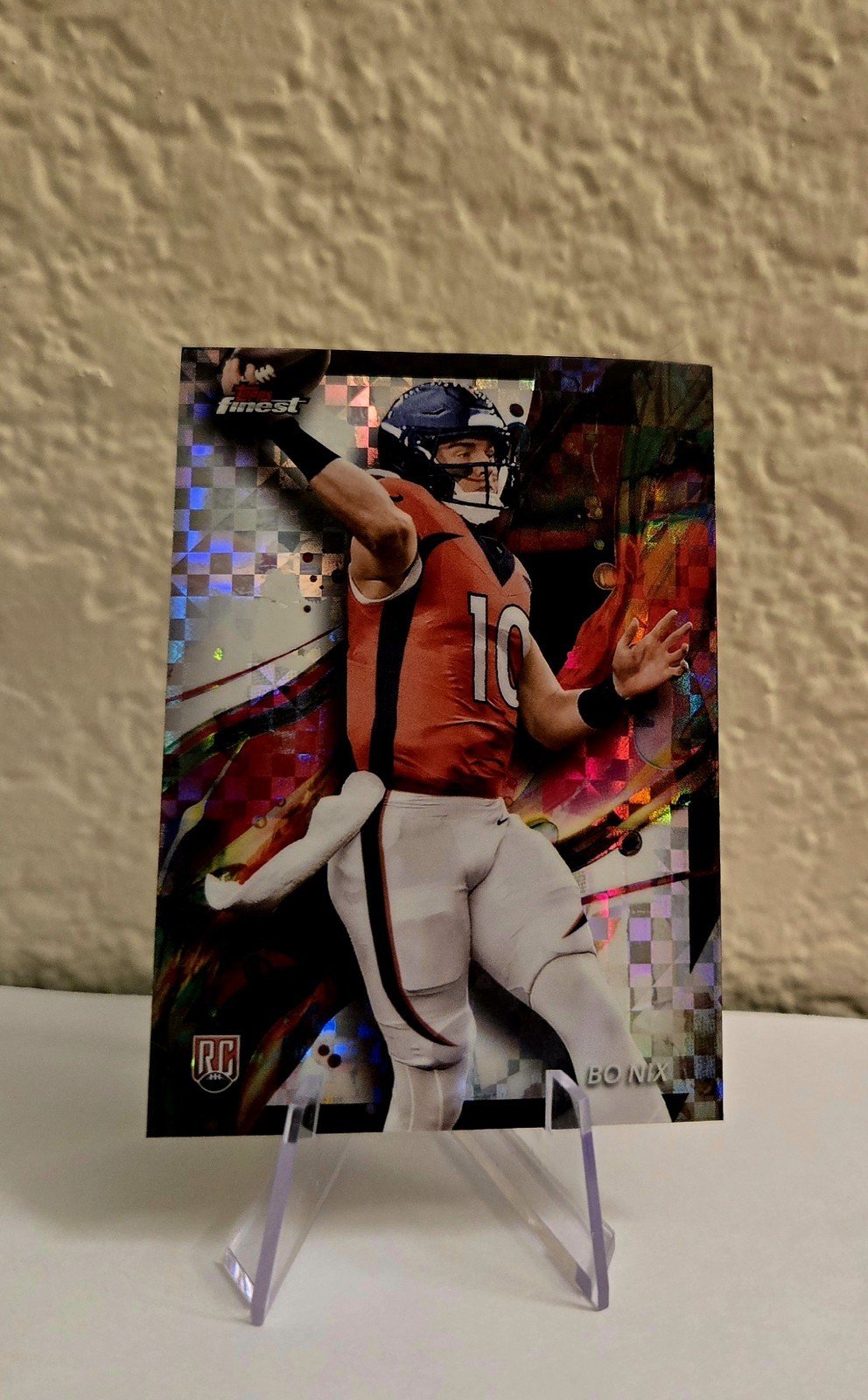 2024 Topps Finest - Common Bo Nix #63 Checkerboard Refractor (RC)