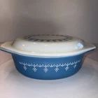 Vintage PYREX SNOWFLAKE Garland Casserole Dish W/Lid 1.5 QT Scratches See/Read