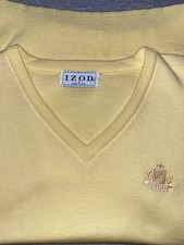 Izod Vintage Crest Men’s Golf Sweater Yellow V Neck Small Made In USA
