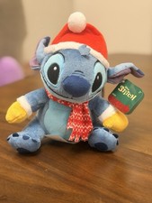 Disney Lilo & Stitch 6" Holiday Sitting Bean Peluche Cappello Babbo Natale Nuovo con etichette