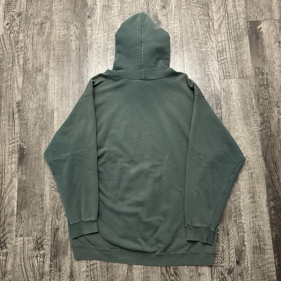 复古 90 年代空白褪色绿色宽松大码连帽衫 XL — 第 2/4 张图片