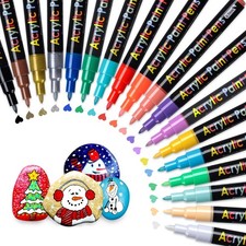 Extra Fine Tip Acrylic Paint Pens Markers Set of 18: 0.7mm Fine Tip for Easte...
