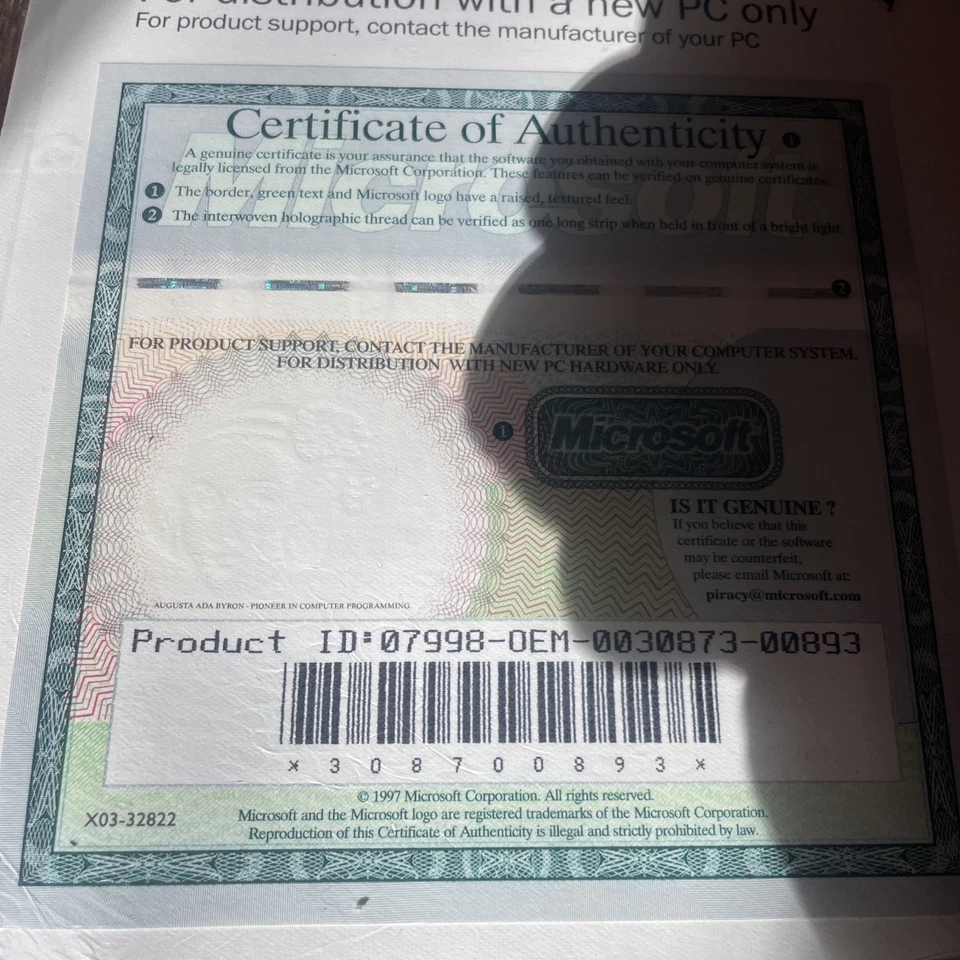 NOS Microsoft Windows 95 - CD, Operating System, Key, COA - Image 3 of 4