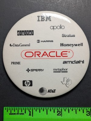 Vintage Oracle IBM Apollo Digital Tech Companies Pinback Pin