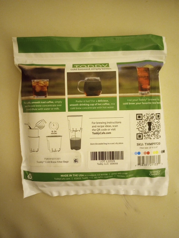 Sacos de filtro de papel para café Toddy Cold Brew pacote com 20, lote essencial de 8 cervejarias - Imagem 3 de 3