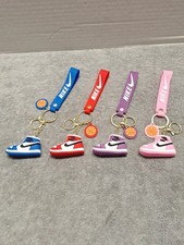 Lot of 4 Nike Sneaker 3d Keychains Blue,Red,Purple,Pink, NEW KEY TAGS 