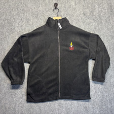 USA Olympics Torch Rings Fleece Jacket Full Zip Black Made in USA Men’s Medium