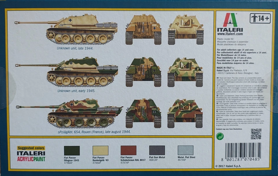 ✅ ITALERI 7048 - Scala 1 : 72 SD.KFZ.173 JAGDPANTHER Seconda Guerra Mondiale - Immagine 2 di 4