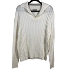 White Stag Women’s Ivory Vneck Pullover Sweater Size L EUC Minimalist