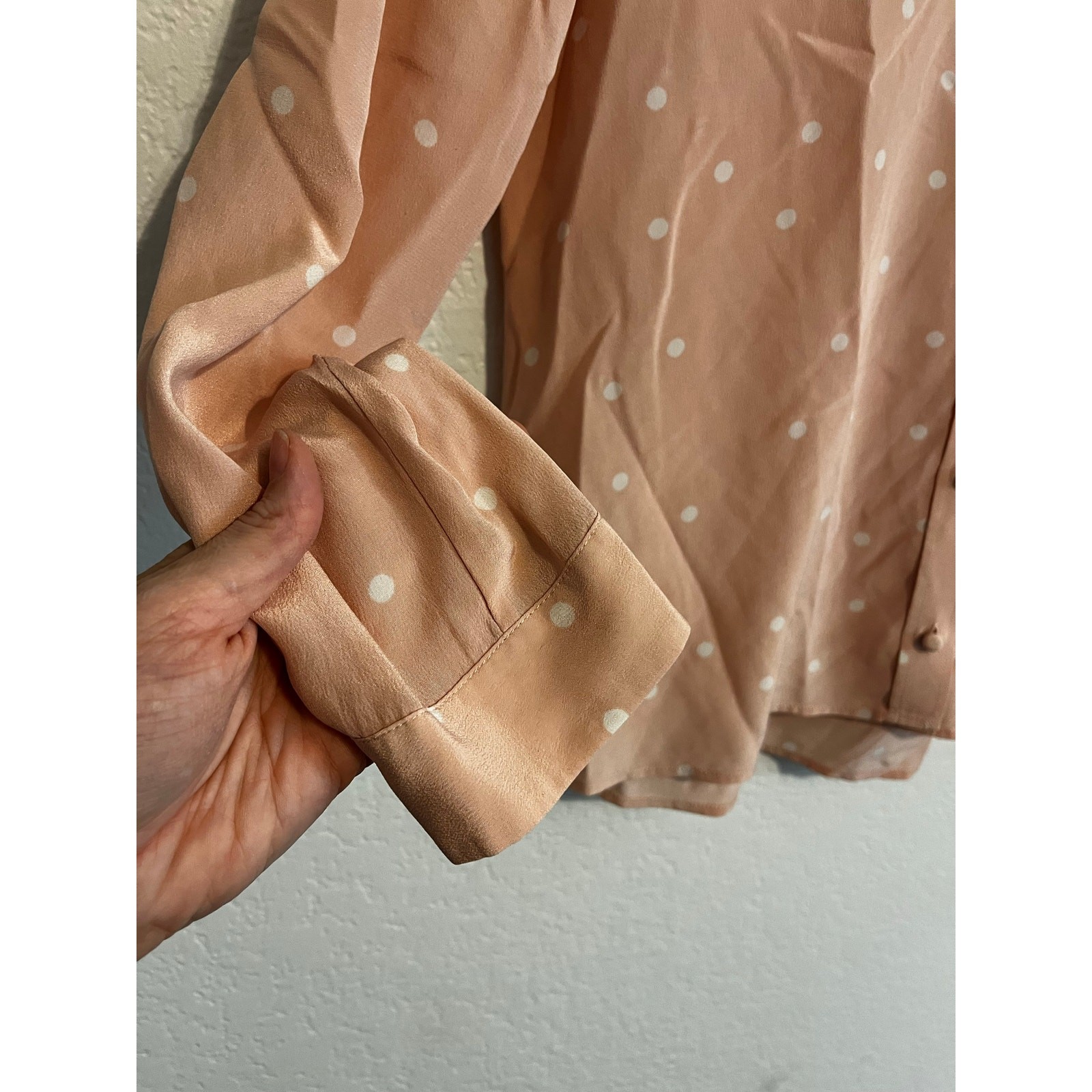 Sezane Polka Dot Silk Button Down Pierro Shirt Pa… - image 5