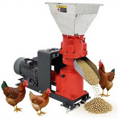 220V 150kg/h Output Duck Chicken Feed Pellet Mill Machine with 8mm Plate 3-Head