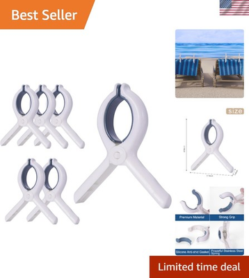 #ad Innovative Wide Opening Towel Clips 6 PC Set for Beach and Laundry Needs $10.46