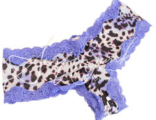 Victoria's Secret Vintage Panties Panty Small Cheeky Purple Animal Print Lace Ne