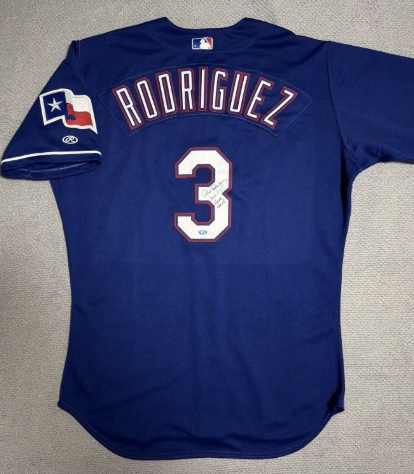2001 Alex Rodriguez Game Used Signed Texas Rangers Jersey (COA: AROD)