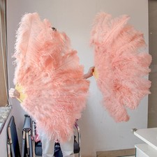13 Bone Ostrich Feather Fan Beauty Comfort Props Feathers Crafts Handheld Fan D7