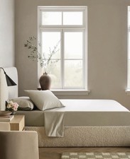 NEW Quince SPLIT KING Classic 100 Organic Cotton Percale TOFFEE Sheet Set Beige