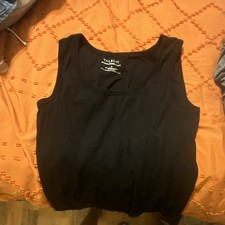 Talbots Black Solid Scoop Neck Sleeveless Str...