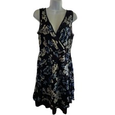 Simply Vera Vera Wang Floral V Neck Lined Sleeveless Summer Dress Size Small