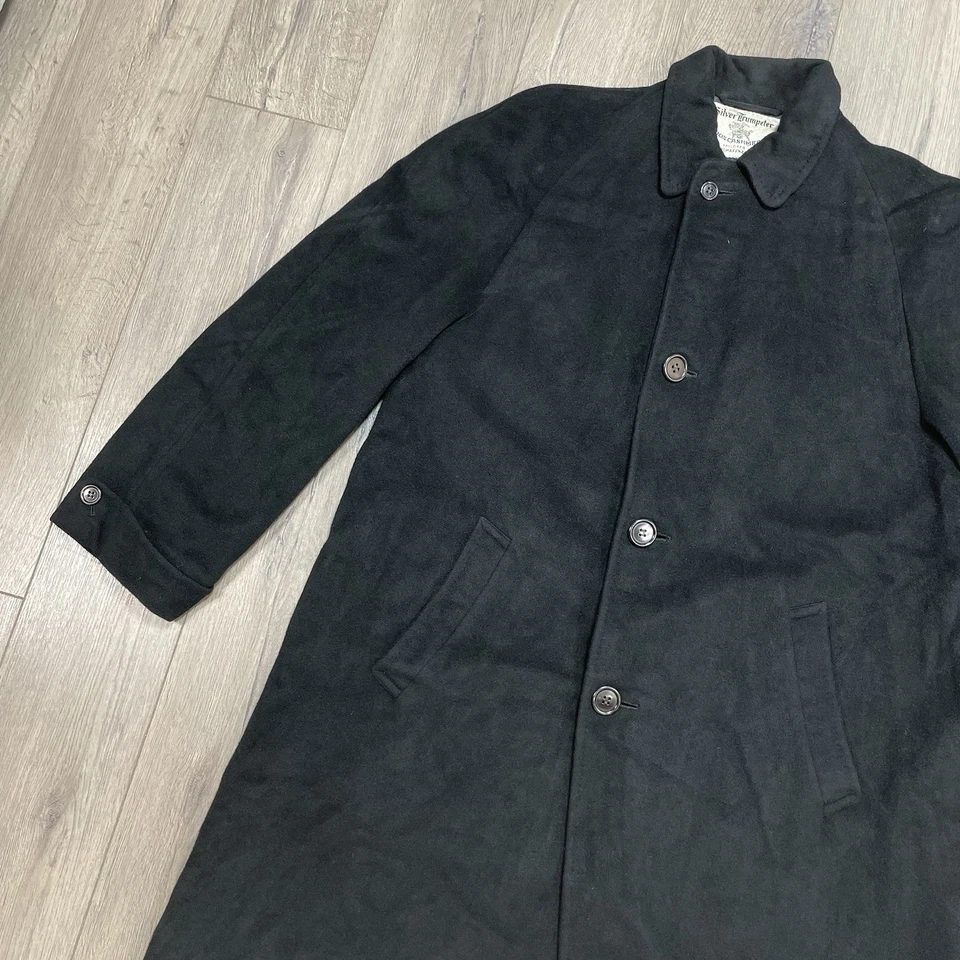 Abrigo trompetista Hart Schaffner Marx negro 100 % cachemir plateado para hombre talla XL Foto 4 de 4