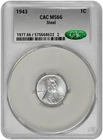 1943 1C Lincoln Steel Wheat Cent CAC Graded MS 66 in New Holder