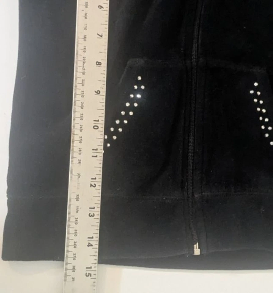 Sudadera con Capucha Juicy Couture Niñas Negro Terciopelo/Velour Cremallera Completa Talla 7/8 Corona Logo Foto 3 de 4