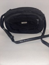 Multi Sac Zippy Small Purse Triple Compartment Crossbody Bag Black Textured 10.5