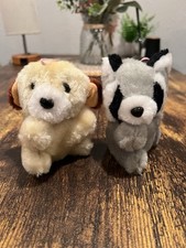 Dan Brechner Racoon And Dog Plush Lot Vintage Small 4  Firm Stuffed Animal