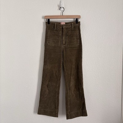 Show Me Your Mumu Women's Size 28 Green Corduroy Cropped Farrah Trouser Pants